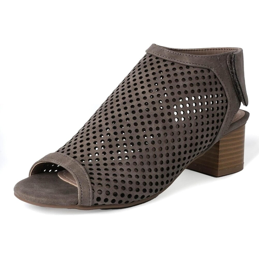 J Adams Maddie Womens Peep Toe Ankle Booties Low Block Heel Shoes 10 US